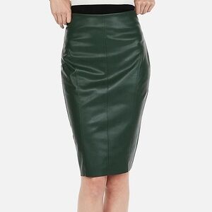 Express High Waisted Green Faux Leather Seamed Pencil Skirt Size 0